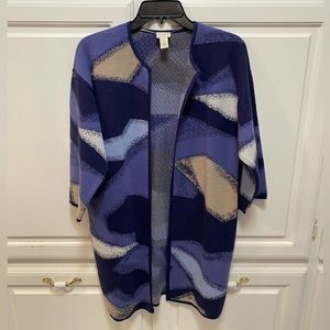 Chico’s Painted Pattern Pam Blue Cardigan 3/4 Sleeve Women’s Size S Chico’s 1